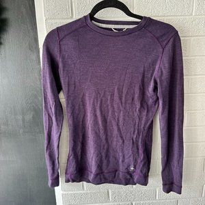 100% merino wool, purple long sleeve wool top, Smartwool, Medium